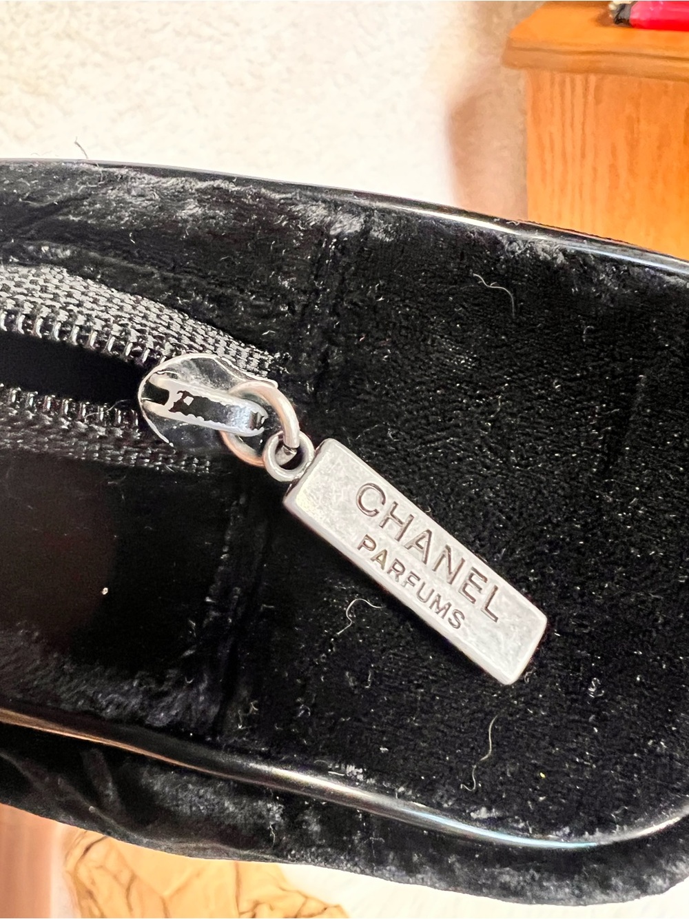 CHANEL Black Velvet Toiletry Pouch with Branded Logo - Picture 7 of 7